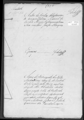 Autos de contas de testamento com que faleceu Manuel da Cunha Mendes
